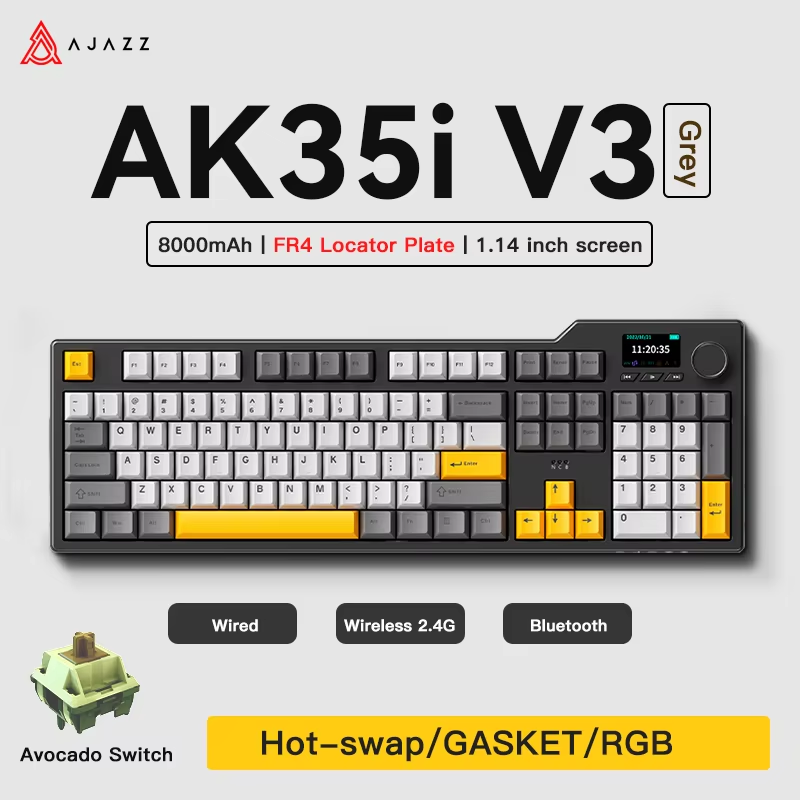 Gaming Keyboard And Mouse Combo Wireless - Ajazz AK35I V3/V4 MAX Tri-mode Bedraad