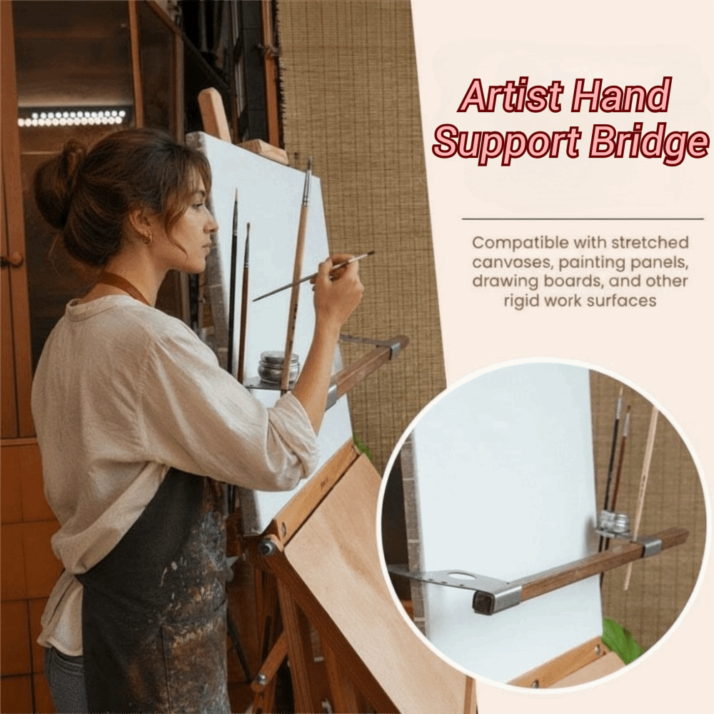 Wrist Rest Wood - Houten kunstenaarshandsteunbrug, verstelbare hoogte en hoek,