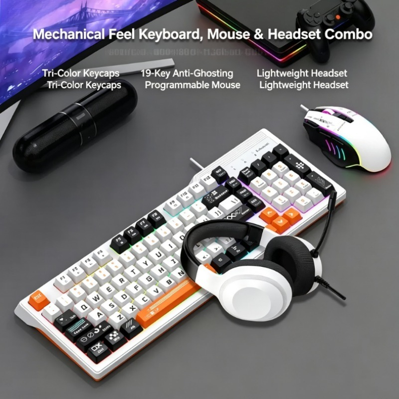 Gaming Keyboard Mouse Set - K8pro 3-in-1 Gaming Combo Bedraad Toetsenbord