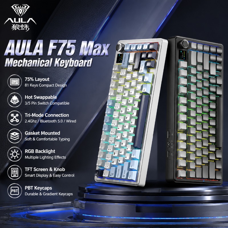 Gaming Keyboard Wireless - AULA F75 Max Mechanisch Toetsenbord 75%