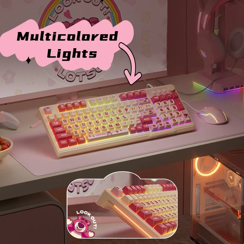 Gaming Keyboard Mouse Set - Lotso Toetsenbord 2.4G Draadloos Gaming Toetsenbord