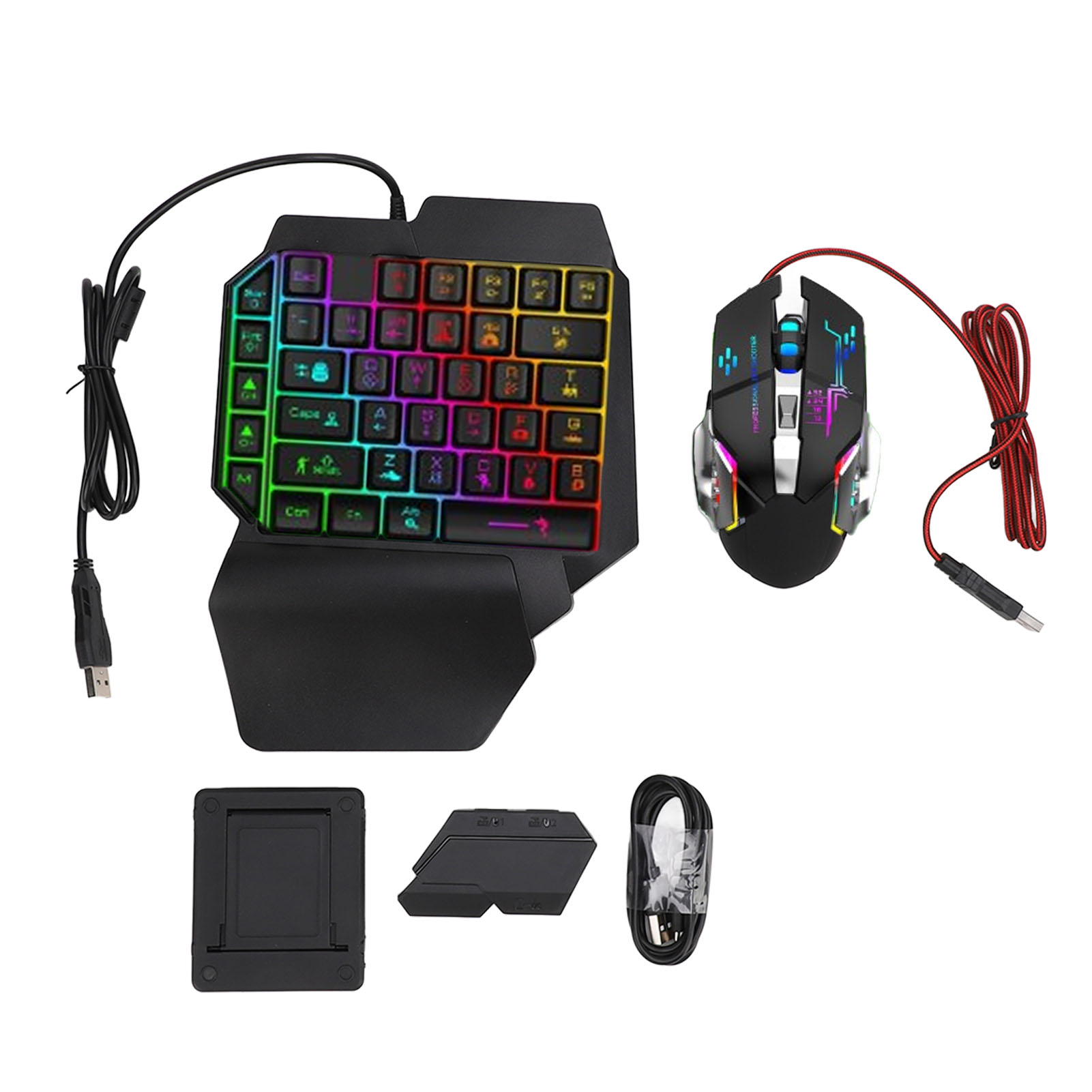 Gaming Keyboard Mouse Set - Toetsenbord-muis-converterset Responsieve toetsenbord-muiscombinatie met één hand
