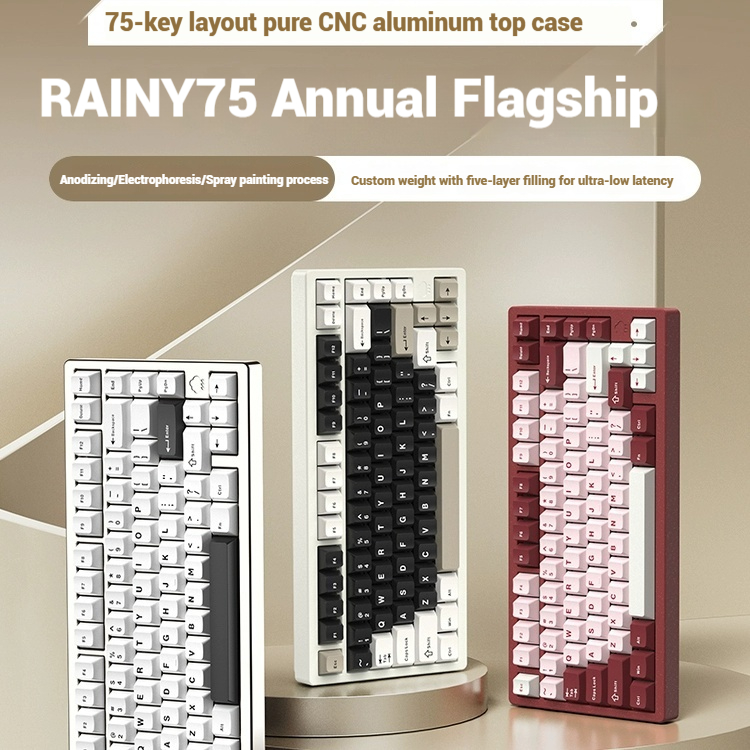Gaming Keyboard Wireless - Draadloos Bluetooth RAINY75 aangepast gamingtoetsenbord Aluminium