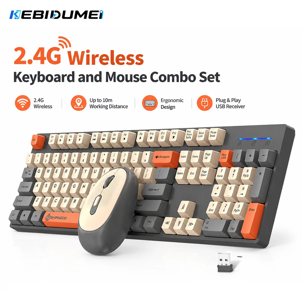 Gaming Keyboard Mouse Set - KEBIDUMEI 2.4G draadloos toetsenbord en muis