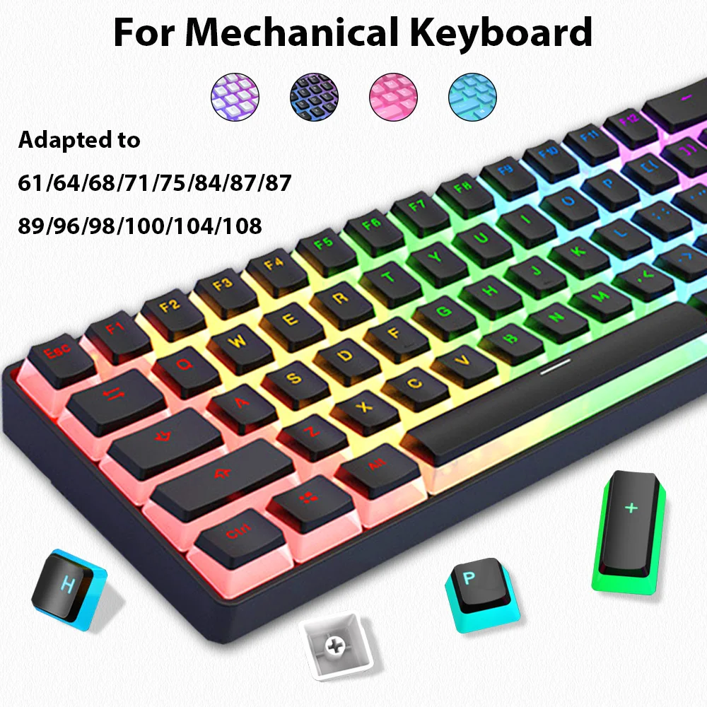 Gaming Keyboard No Rgb - 129 toetsen Pudding Keycaps PBT Double