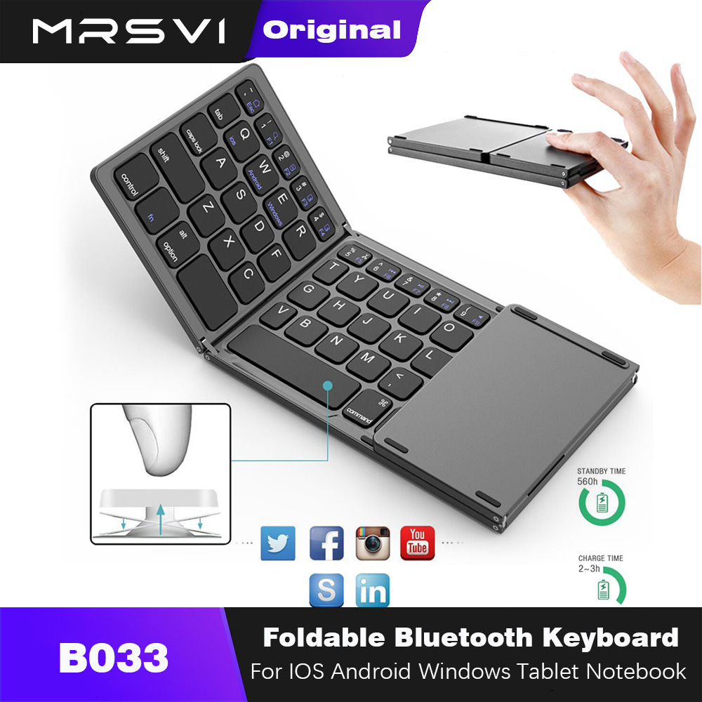 Gaming Keyboard Budget - MRSVI Opvouwbaar Bluetooth-toetsenbord met touchpad Mini