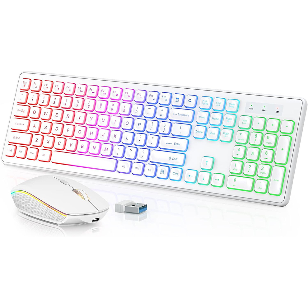Gaming Keyboard Ergonomics - Draadloos toetsenbord en muis met achtergrondverlichting,