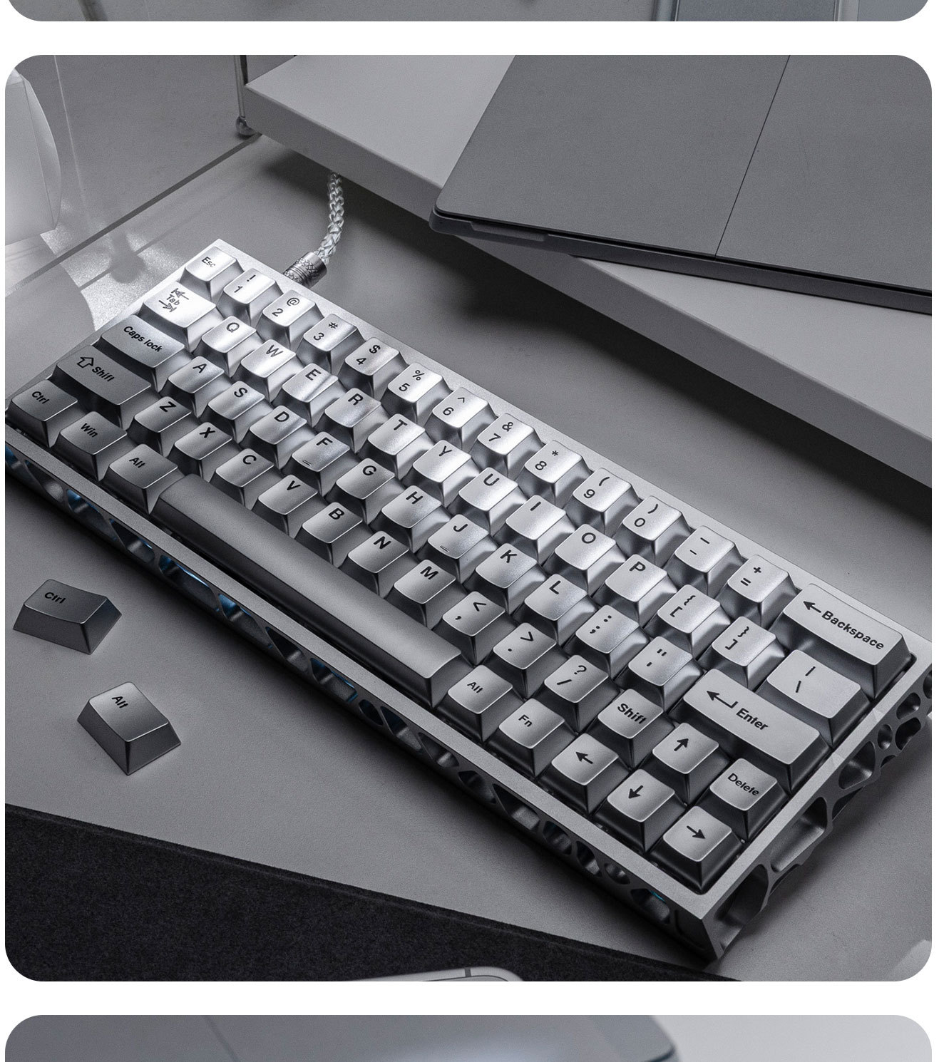 Zilver metallic verfkleurige k - Gaming Keyboard Extension recensie en prijs