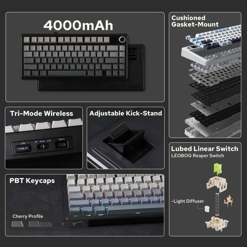 AULA F75 Max Mechanisch Toetse - Gaming Keyboard Wireless recensie en prijs