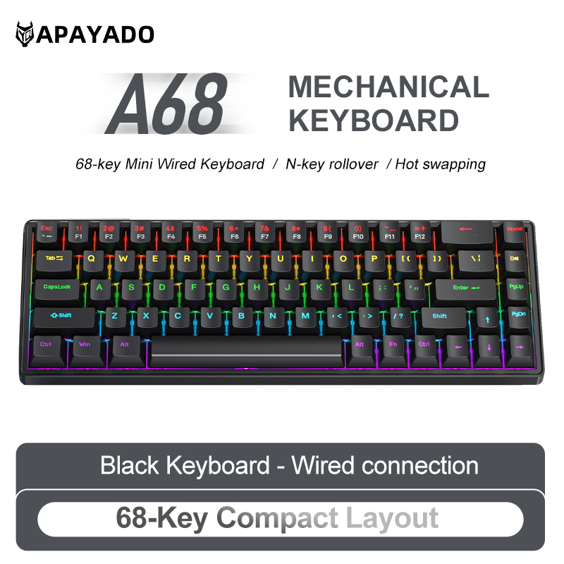 APAYADO A68 Bedraad mechanisch - Gaming Keyboard Budget recensie en prijs
